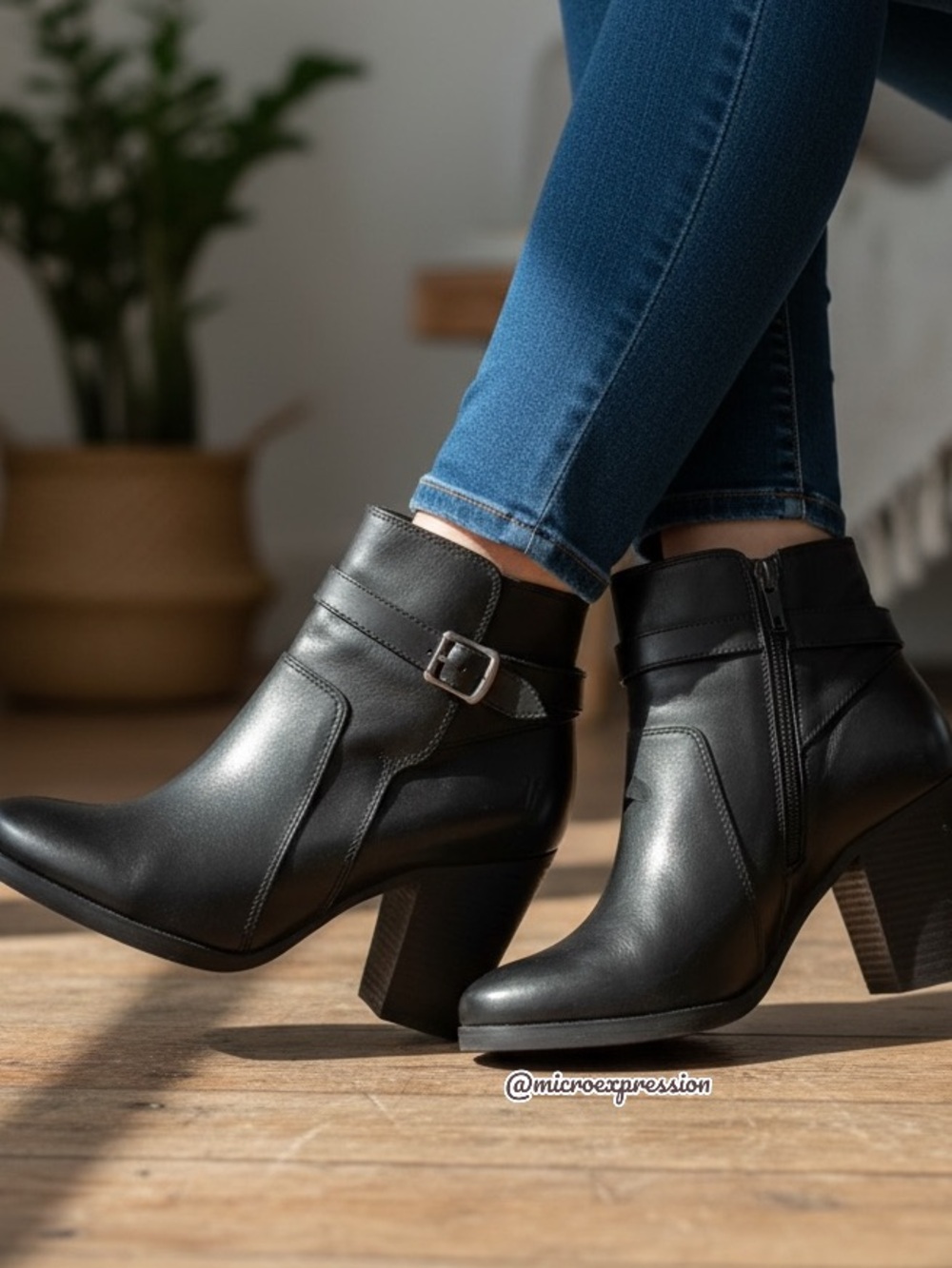 Frye Pattie Black Leather Belt Riding Ankle Bootie